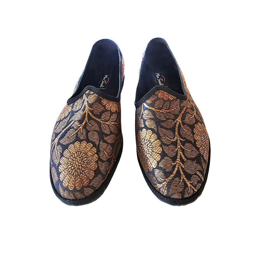 Sapna Friulana Silk Jacquard Ballet Flat Women’S Black Gold Slip On by Mar Soreli – Don't Panic Shoes