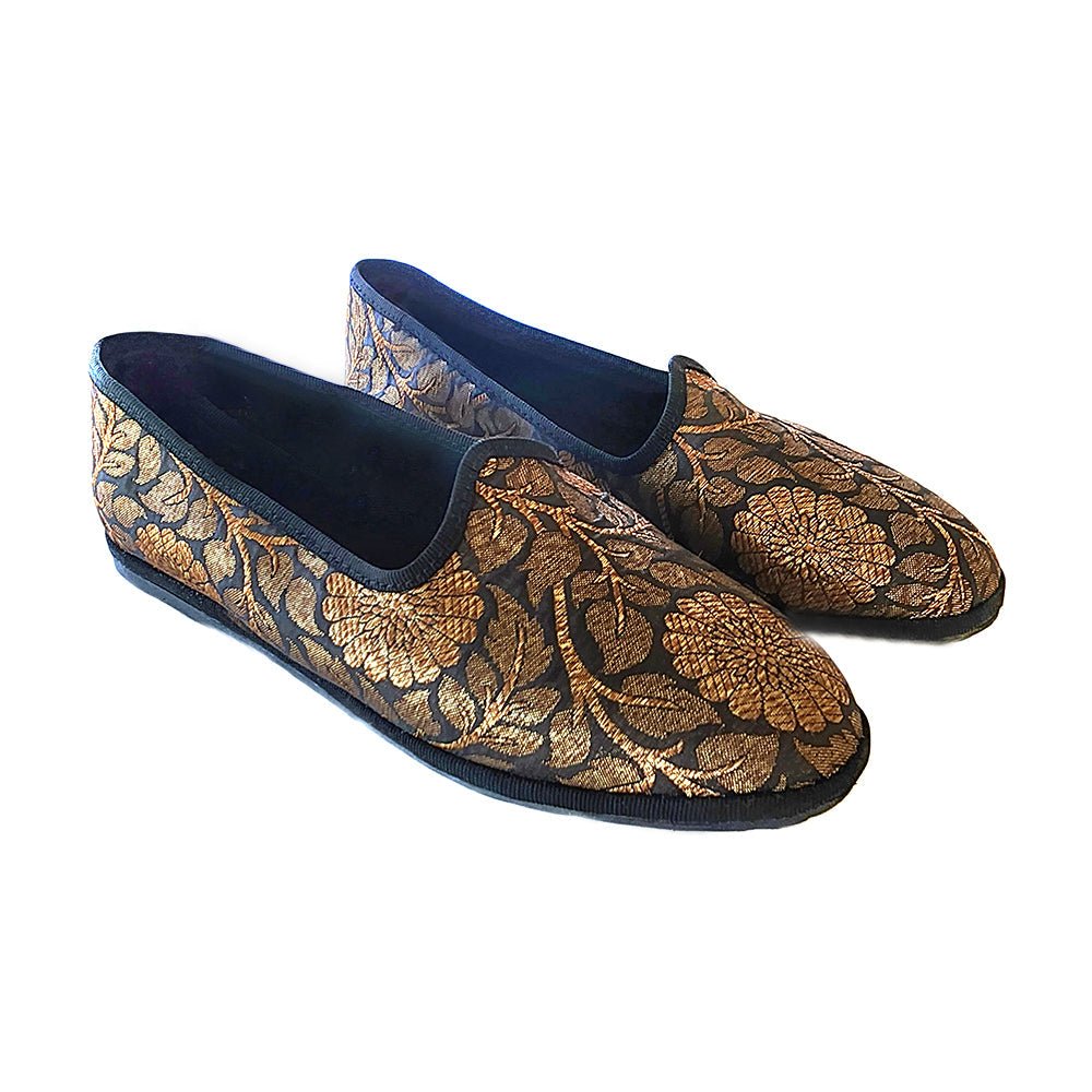 Sapna Friulana Silk Jacquard Ballet Flat Women’S Black Gold Slip On by Mar Soreli – Don't Panic Shoes
