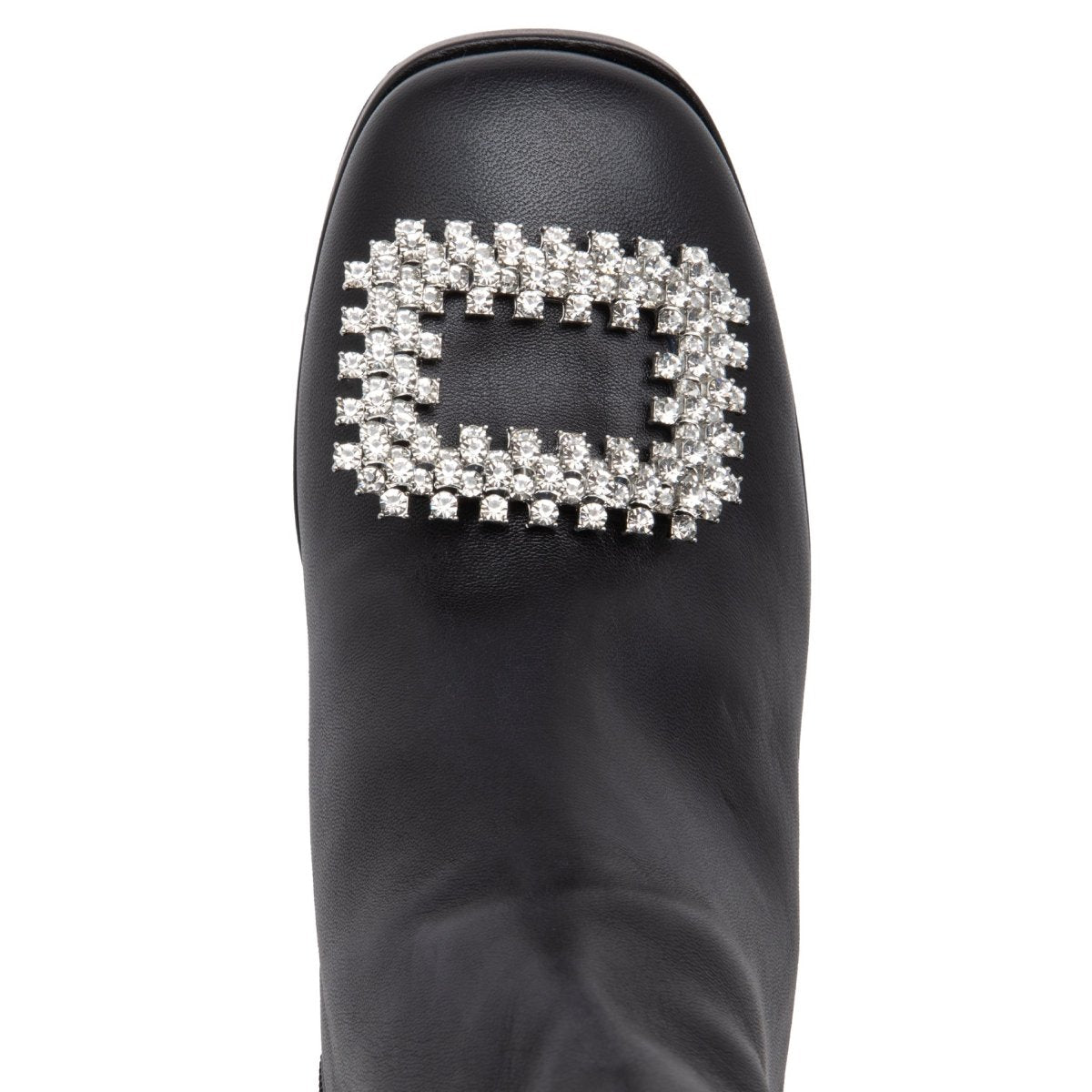 Scarlet Women’S Black Leather Rhinestone Buckle Bootie 3inch Boots by Beautiisoles – Don't Panic Shoes