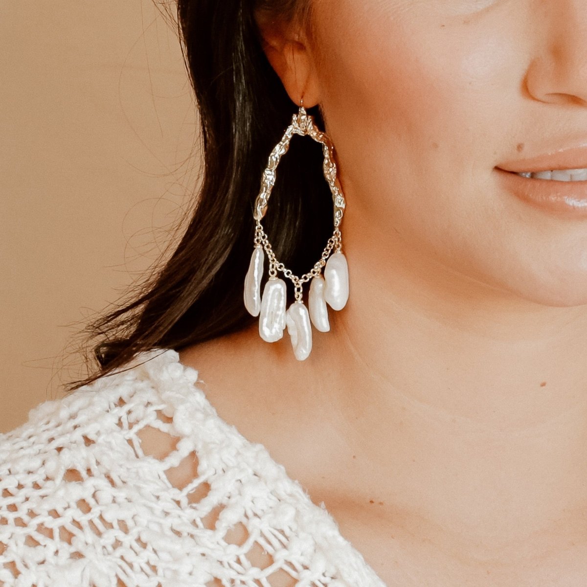 Selene Pearl Earrings Large Earrings by Rahya Jewelry Design – Don't Panic Shoes