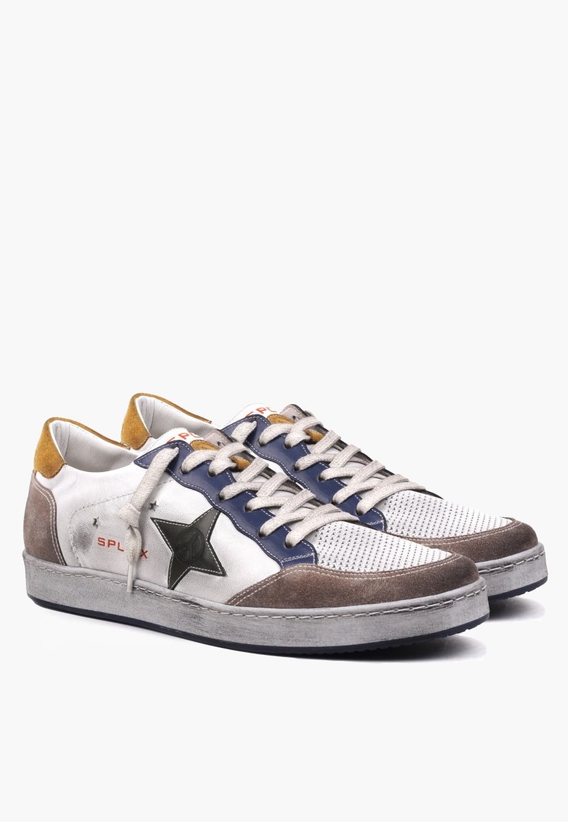 Sepol Estrella Leather Suede White Navy Low Top Sneaker MEN SHOES by Sepol Shoes – Don't Panic Shoes