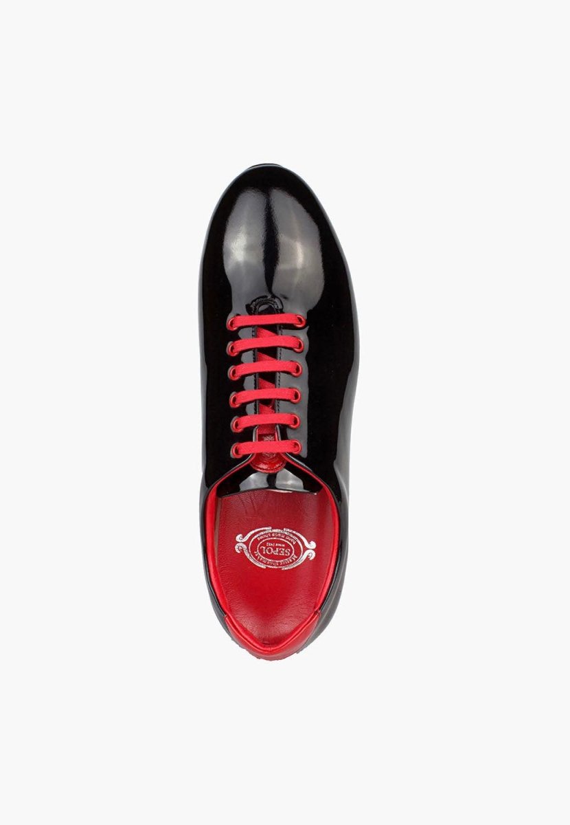 Sepol Lagos Sneaker Patent Leather Black With Red Details MEN SHOES by Sepol Shoes – Don't Panic Shoes
