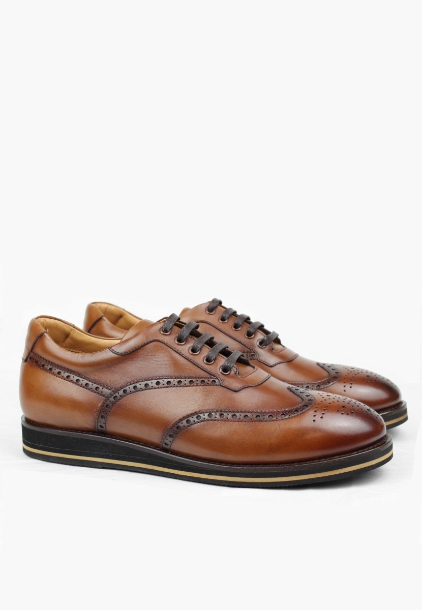 Sepol Oxford Wingtip Sneaker Men’S Leather Cognac Classic MEN SHOES by Sepol Shoes – Don't Panic Shoes