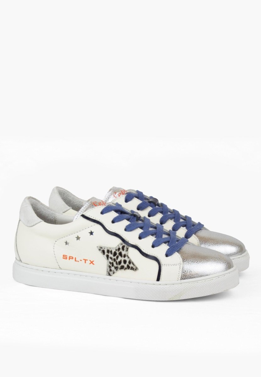 Sepol Stardom Women’S Leather White Navy Sneakers Style Woman Shoes by Sepol Shoes – Don't Panic Shoes