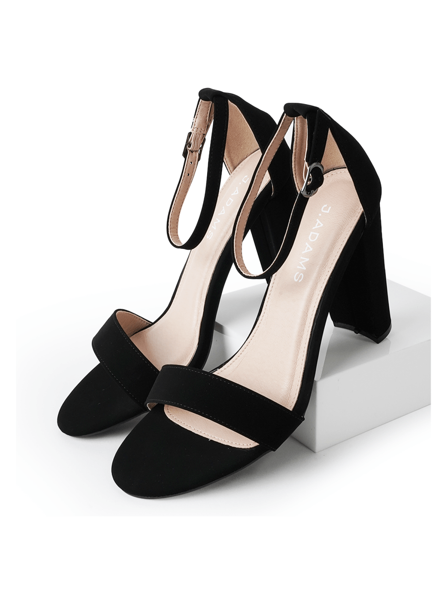 Shirley | Black Nubuck Heels by J.Adams – Don't Panic Shoes