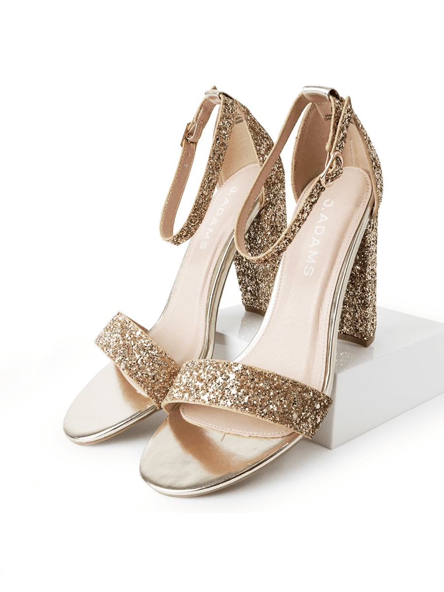 Shirley | Gold Glitter Heels by J.Adams – Don't Panic Shoes