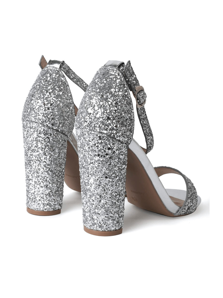 Shirley | Silver Glitter Heels by J.Adams – Don't Panic Shoes