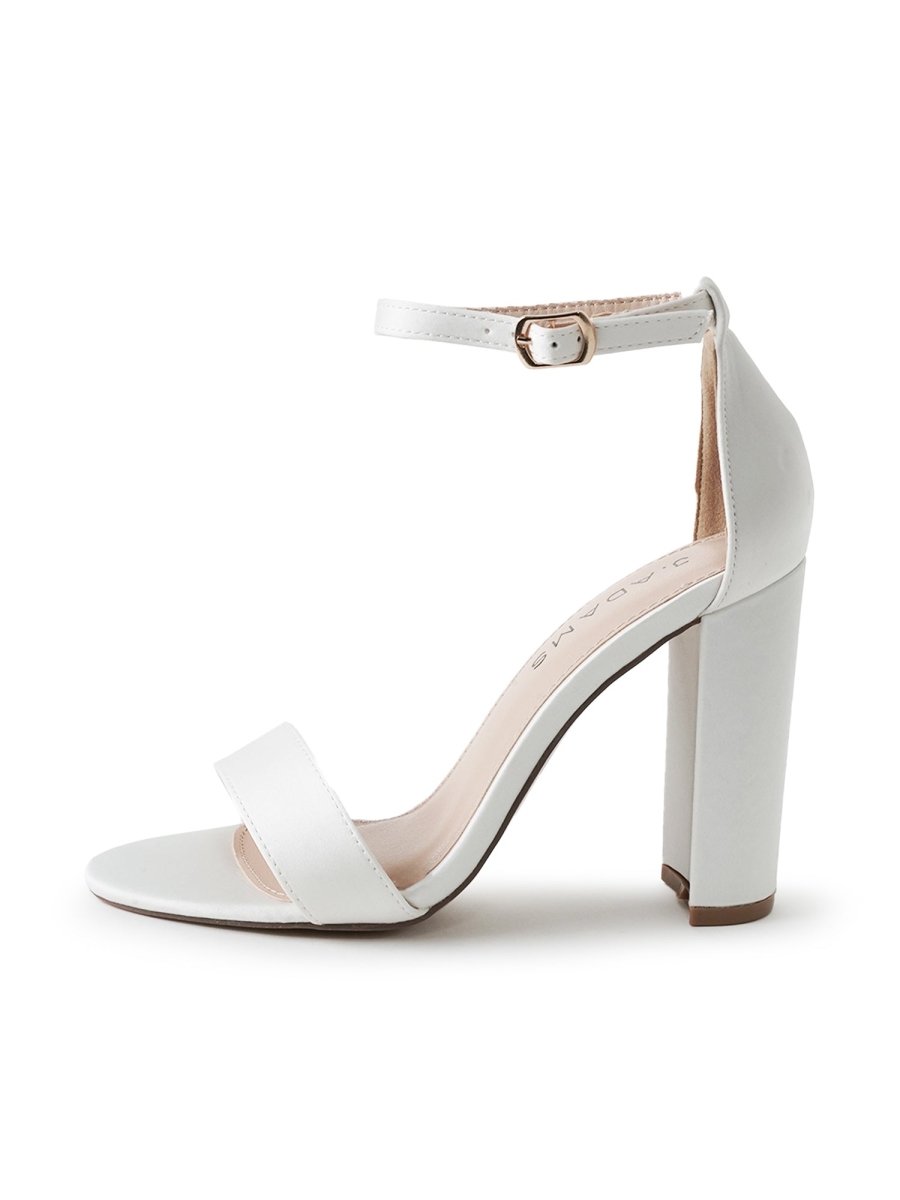 Shirley | White Satin Heels by J.Adams – Don't Panic Shoes