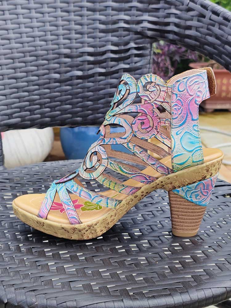Simone Hand - Painted Leathe Sandals Sandals by Colorstepshoes – Don't Panic Shoes