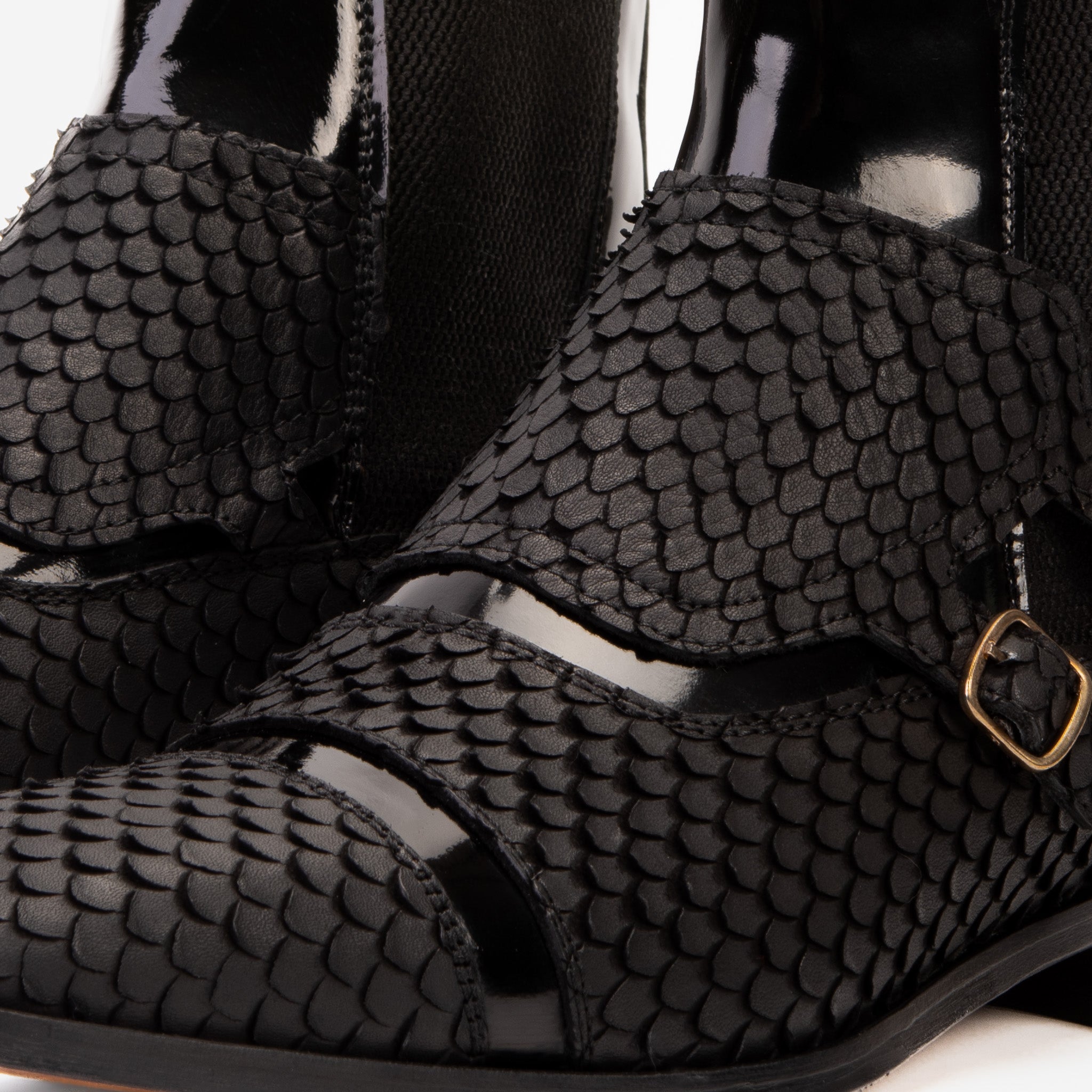 The Orion Black Snakeskin Pattern Leather Double Monk Strap Men Boot