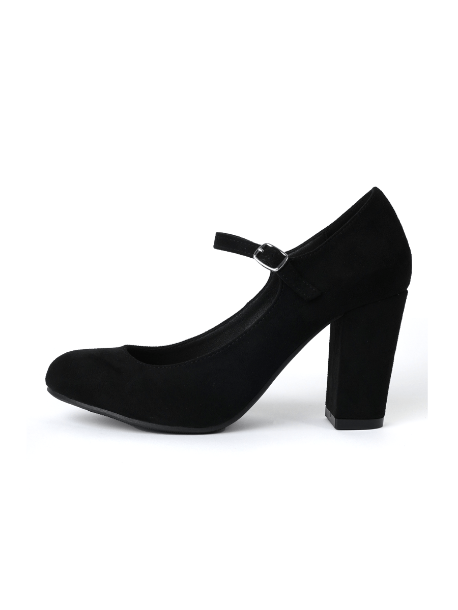 Skippy | Black Suede Heels by J.Adams – Don't Panic Shoes