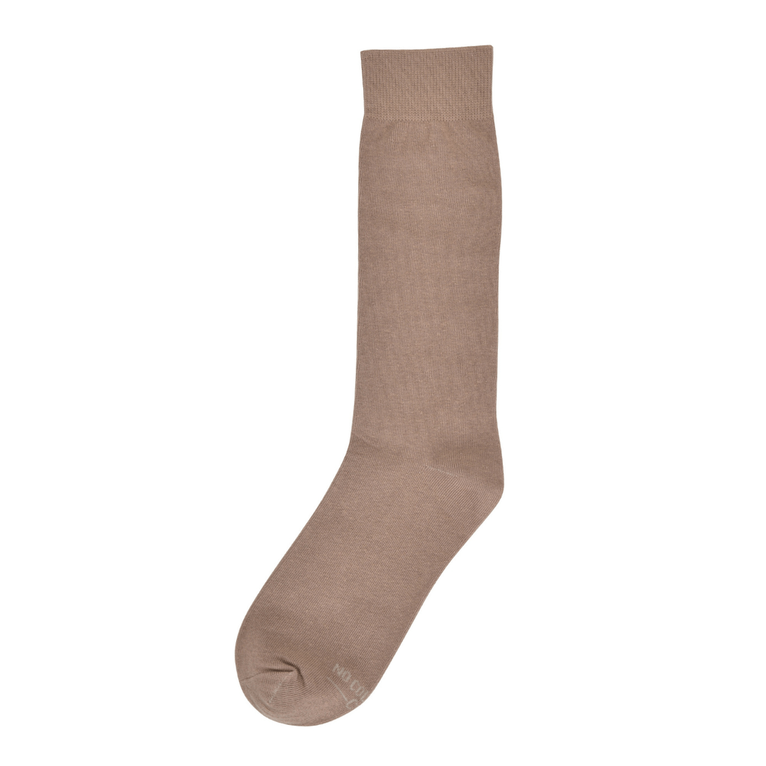 Solid Taupe Socks Classic Everyday Comfort Crew Length Breathable Soft Feel For All Day Wear Socks by No Cold Feet – Don't Panic Shoes