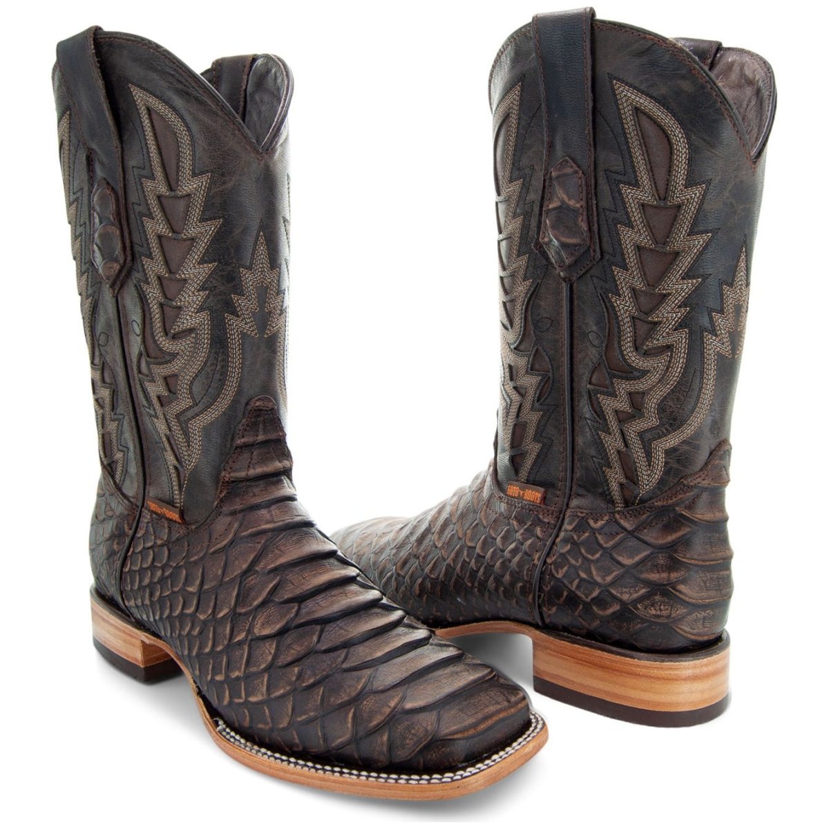 Soto Boots Mens Brown Python Print Boots H50032 Cowboy Boots by Soto Boots – Don't Panic Shoes