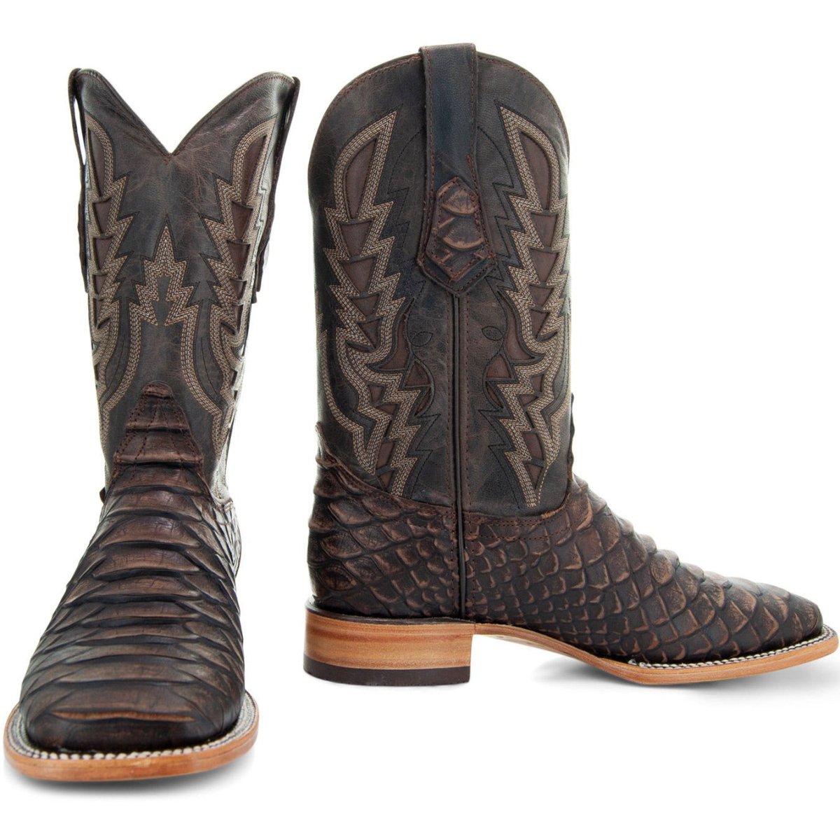 Soto Boots Mens Brown Python Print Boots H50032 Cowboy Boots by Soto Boots – Don't Panic Shoes