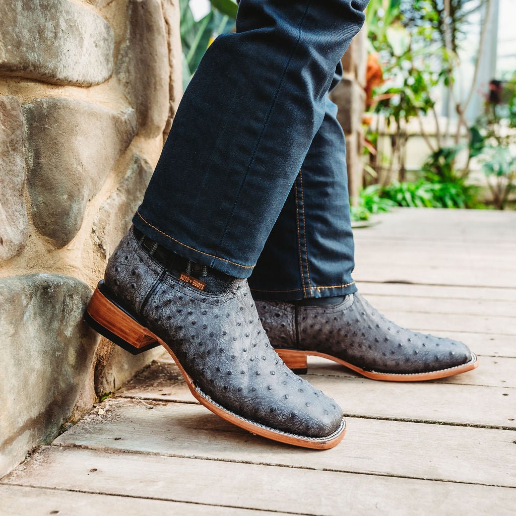 Soto Boots Mens Out Of The Wild Black Ostrich Print Boots H50031 Cowboy Boots by Soto Boots – Don't Panic Shoes