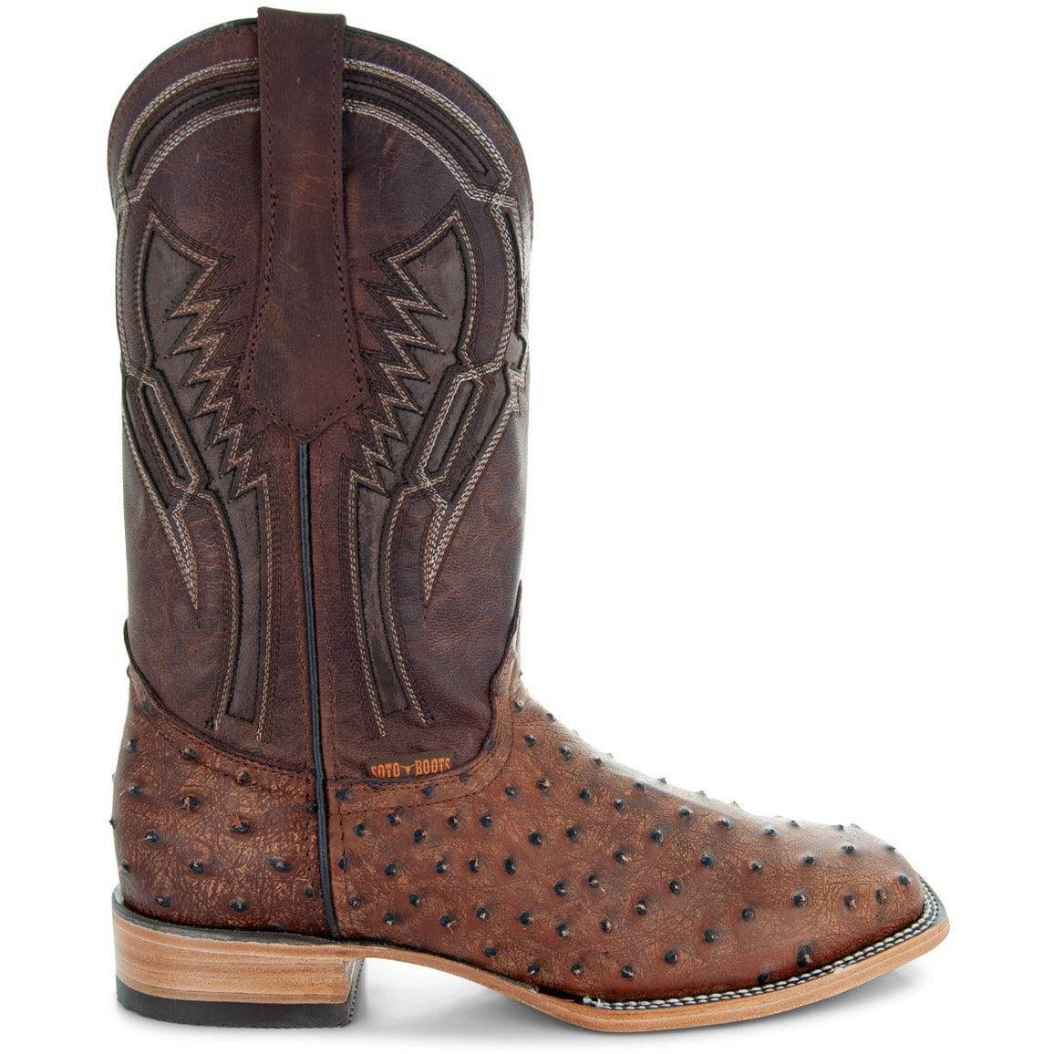 Soto Boots Mens Out Of The Wild Cognac Ostrich Print Boots H50031 Cowboy Boots by Soto Boots – Don't Panic Shoes
