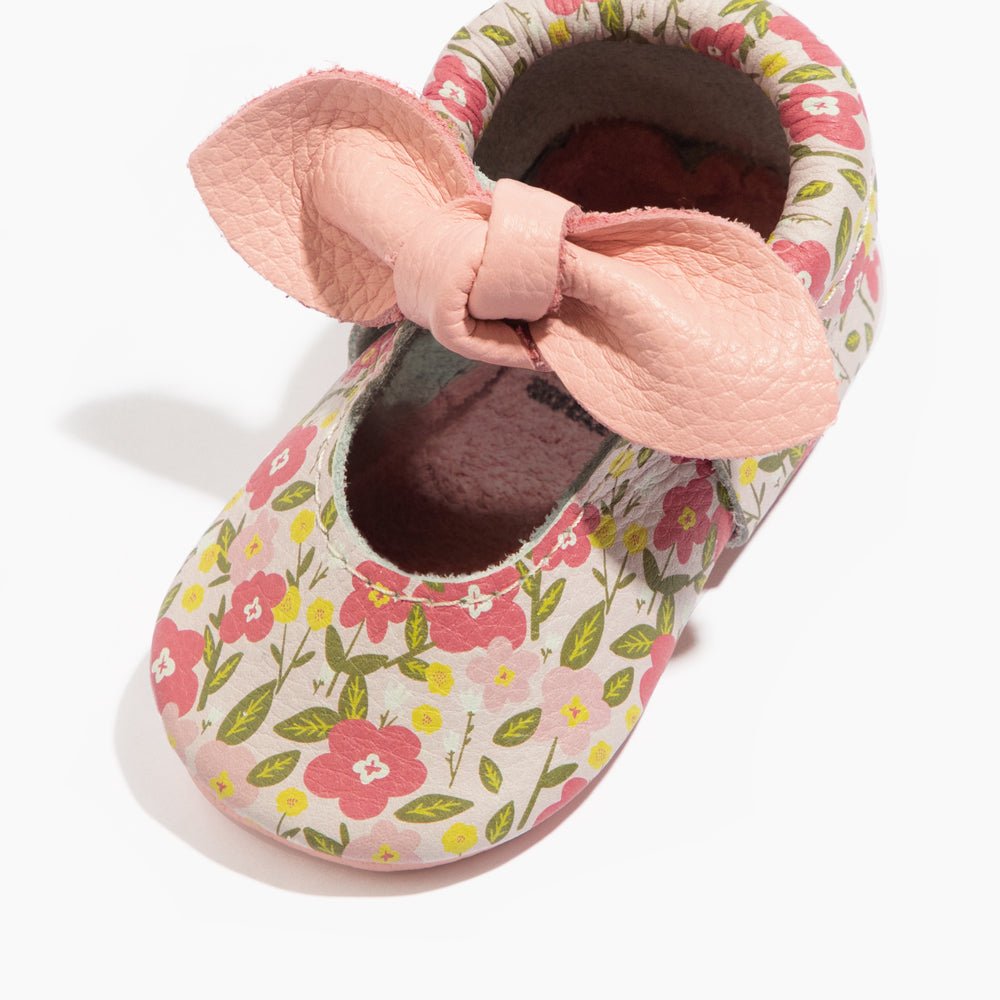 Spring Bouquet Knotted Bow Baby Shoe Knotted Bow Mocc by Freshly Picked – Don't Panic Shoes