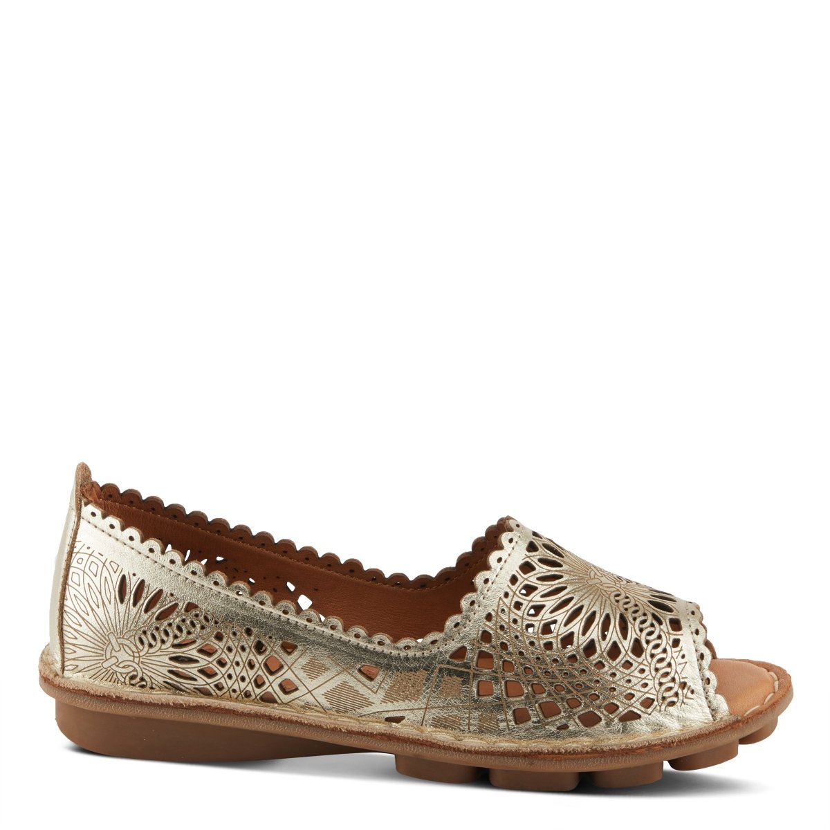 Spring Step ShoeS Brandal Women’s Leather Peep Toe Flats Slip - On Shoe by Spring Step Shoes – Don't Panic Shoes