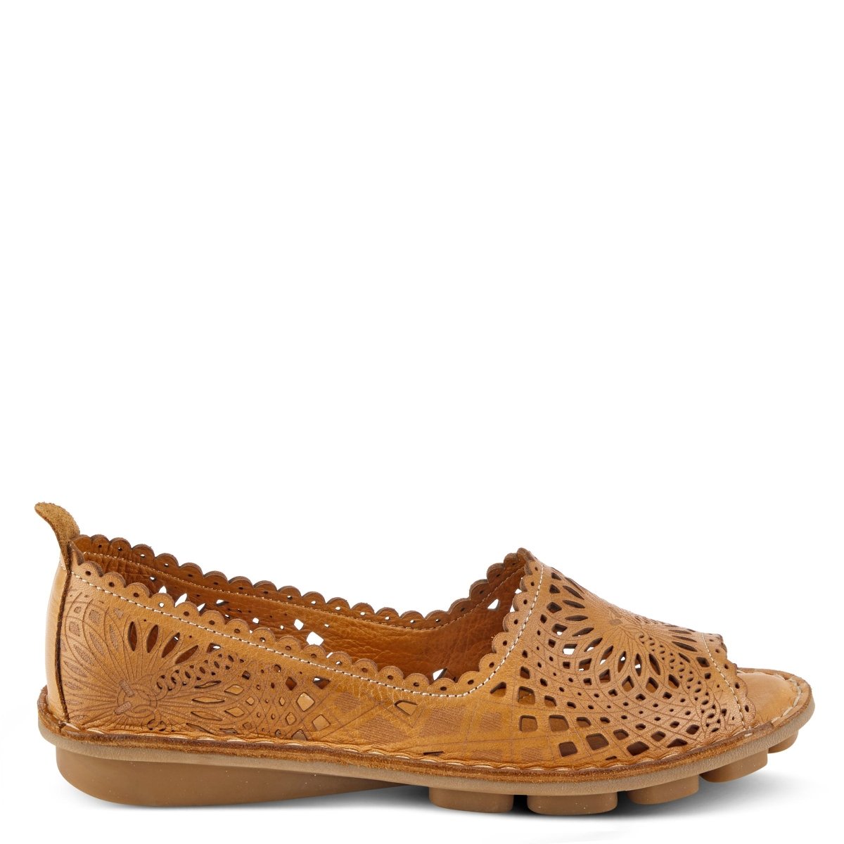 Spring Step ShoeS Brandal Women’s Leather Peep Toe Flats Slip - On Shoe by Spring Step Shoes – Don't Panic Shoes