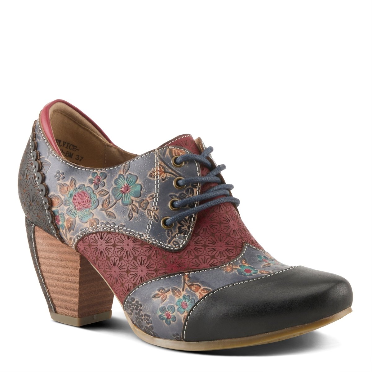 Spring Step Shoes L'artiste Adelvice Fleur Women's Modern Floral Pattern Chunky Heel Shoes Oxfords by Spring Step Shoes – Don't Panic Shoes