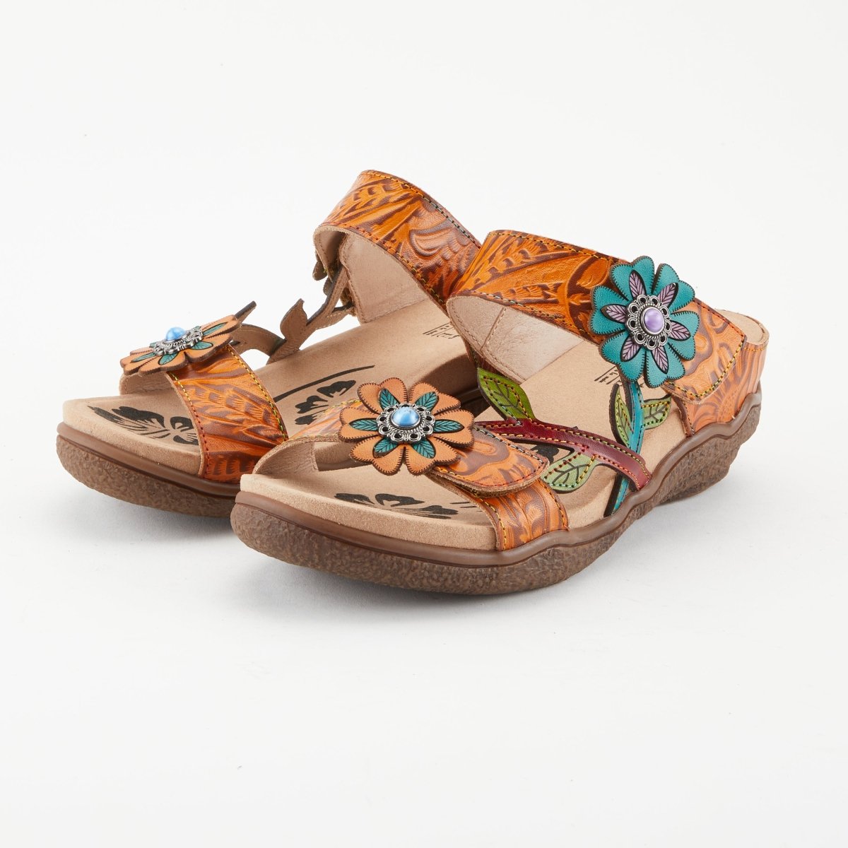 Spring Step Shoes L'artiste Aymee Slide Sandals Women's Hand Painted Leather Slide Sandals by Spring Step Shoes – Don't Panic Shoes