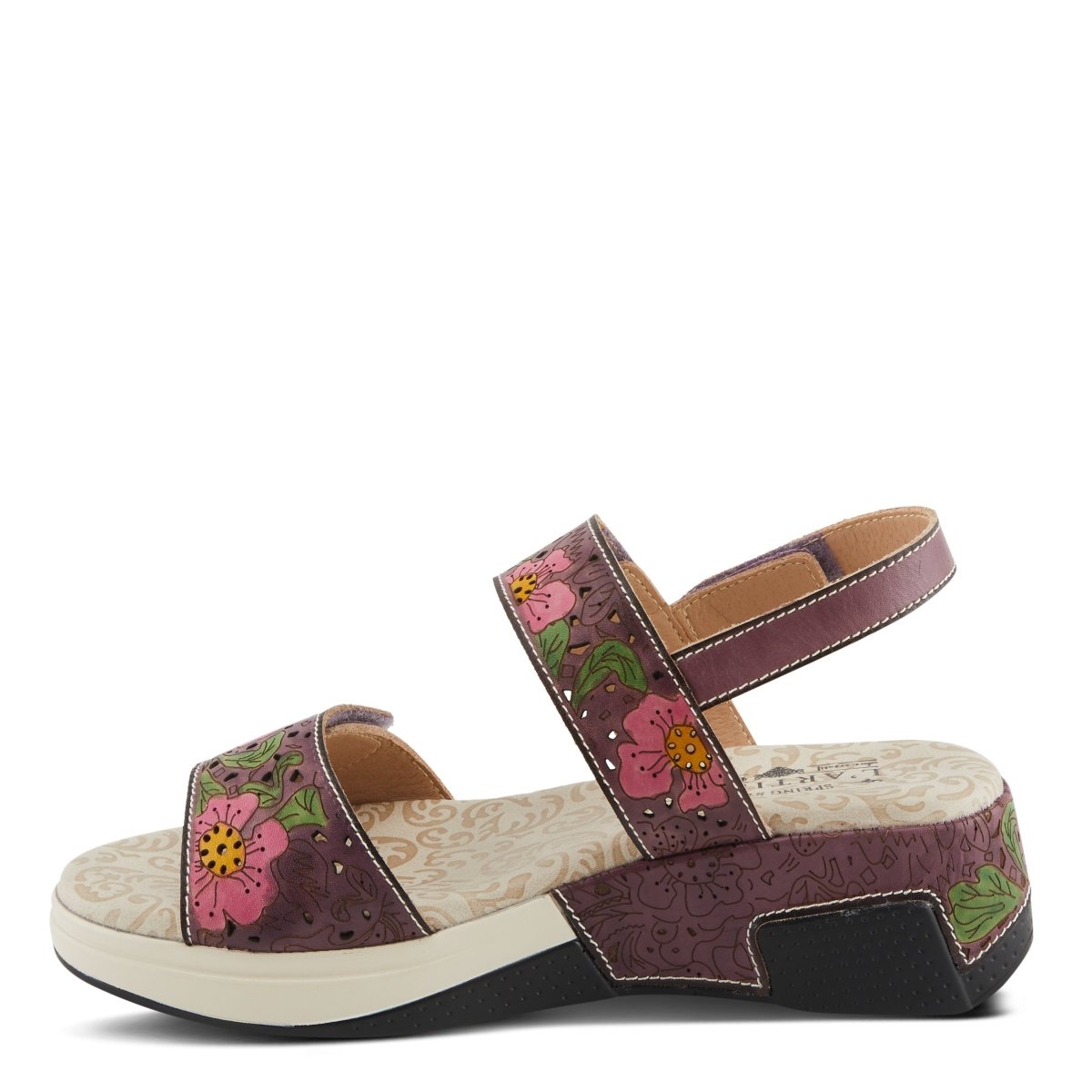 Spring Step Shoes L'artiste Caitlina Sandals Women's Leather Floral Design Slingback Casual Sandals by Spring Step Shoes – Don't Panic Shoes