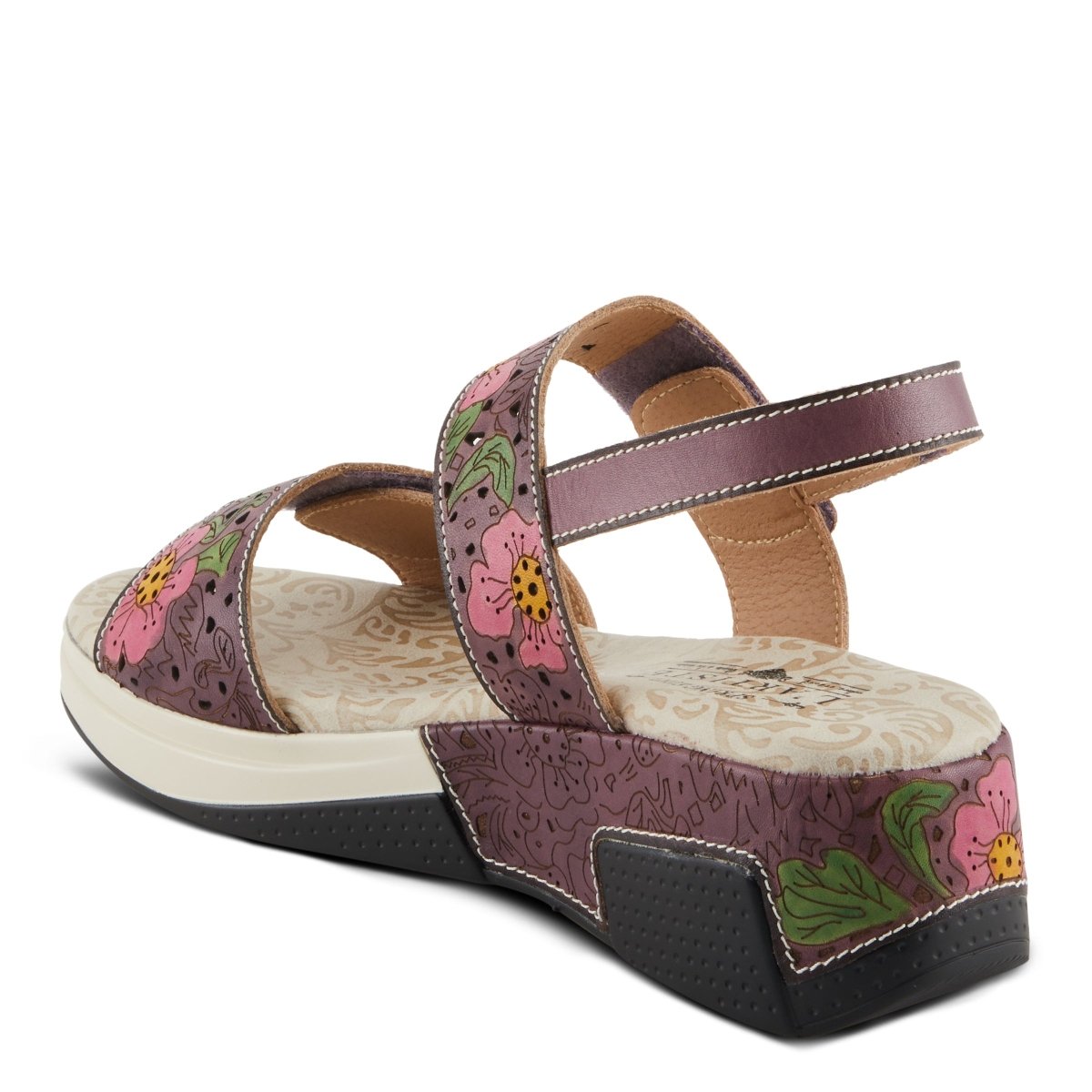 Spring Step Shoes L'artiste Caitlina Sandals Women's Leather Floral Design Slingback Casual Sandals by Spring Step Shoes – Don't Panic Shoes