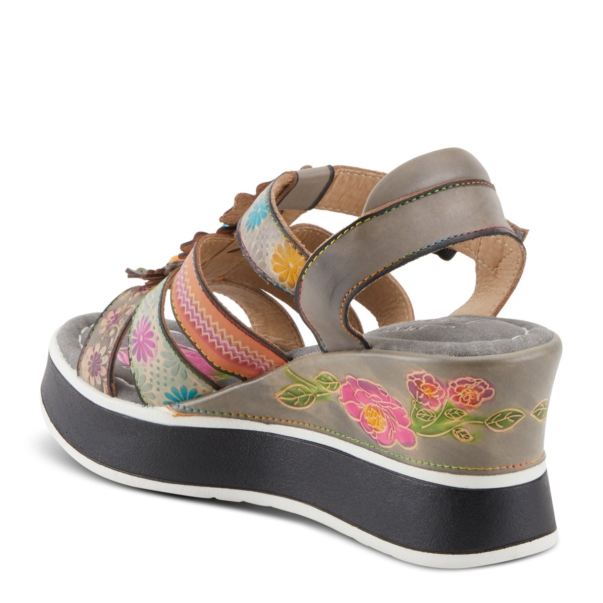 Spring Step Shoes L'artiste Floralbloom Sandals Women's Hand Painted Leather Slingback Casual Sandals by Spring Step Shoes – Don't Panic Shoes