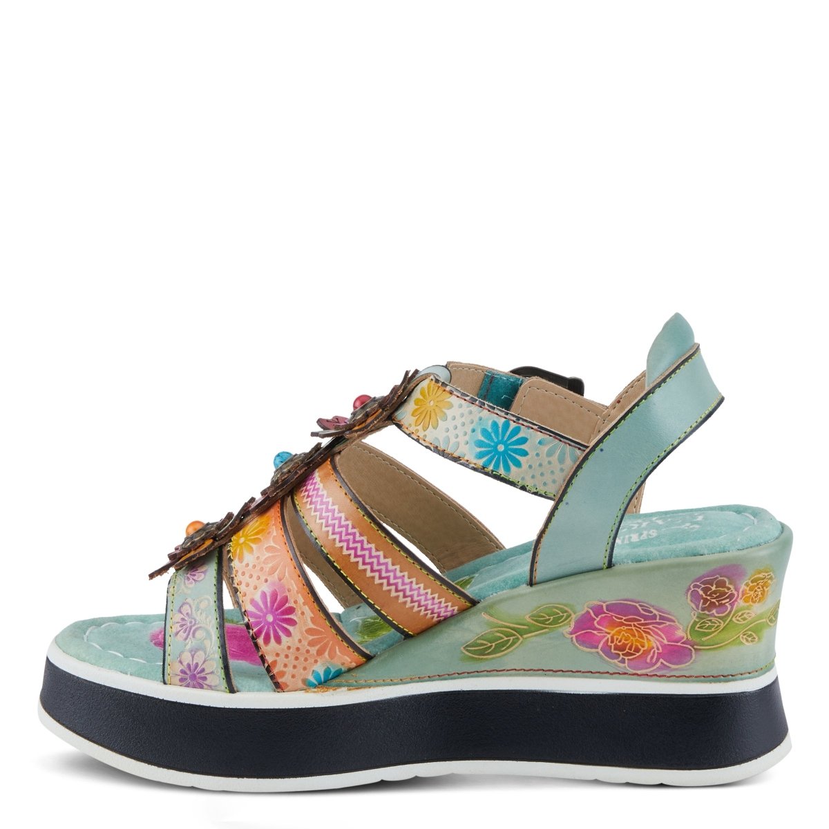 Spring Step Shoes L'artiste Floralbloom Sandals Women's Hand Painted Leather Slingback Casual Sandals by Spring Step Shoes – Don't Panic Shoes