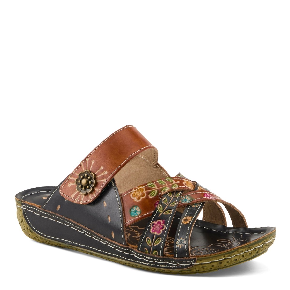 Spring Step ShoeS L'artiste Leigh Slide Sandal Women’s Hand Painted Leather Slide Sandals by Spring Step Shoes – Don't Panic Shoes