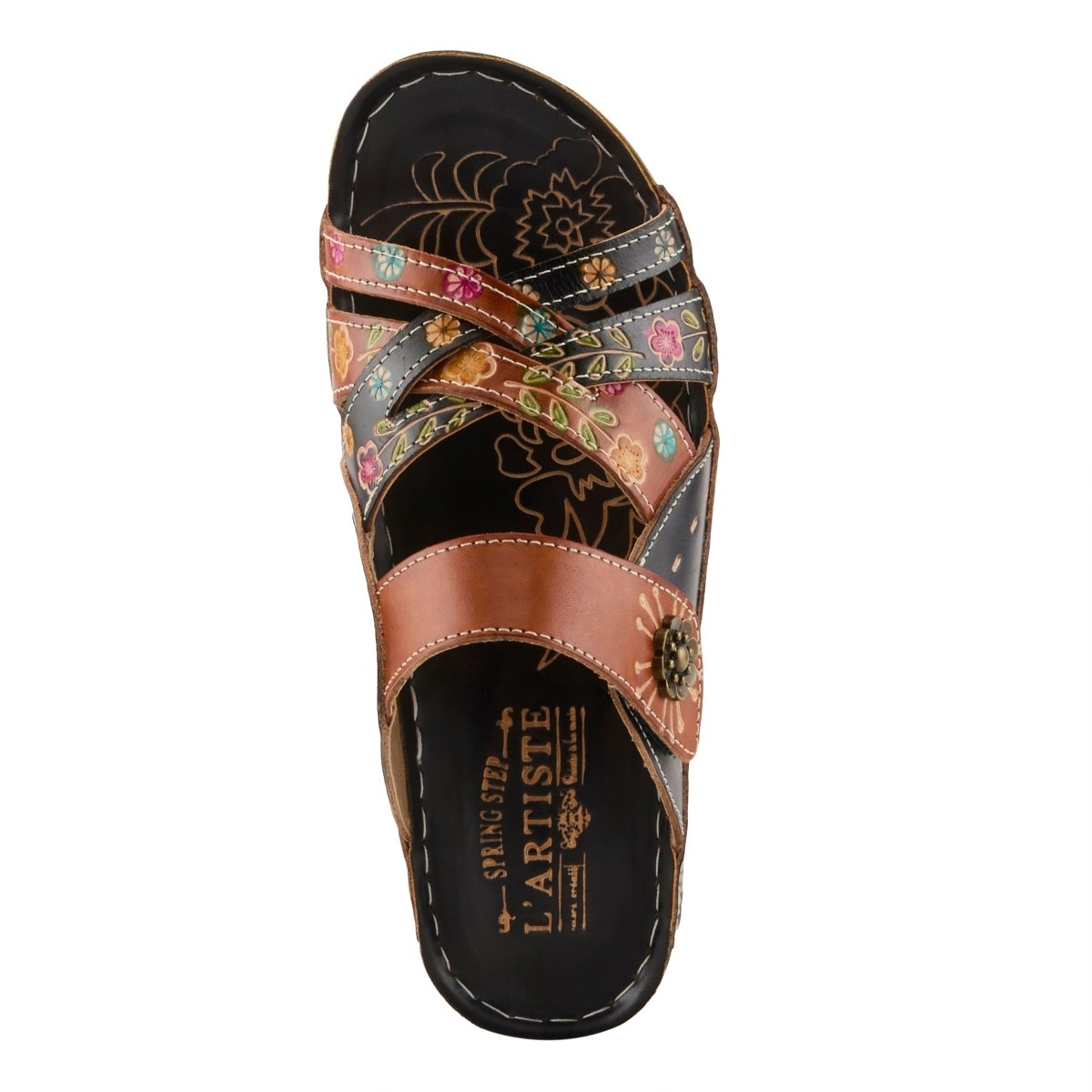 Spring Step ShoeS L'artiste Leigh Slide Sandal Women’s Hand Painted Leather Slide Sandals by Spring Step Shoes – Don't Panic Shoes