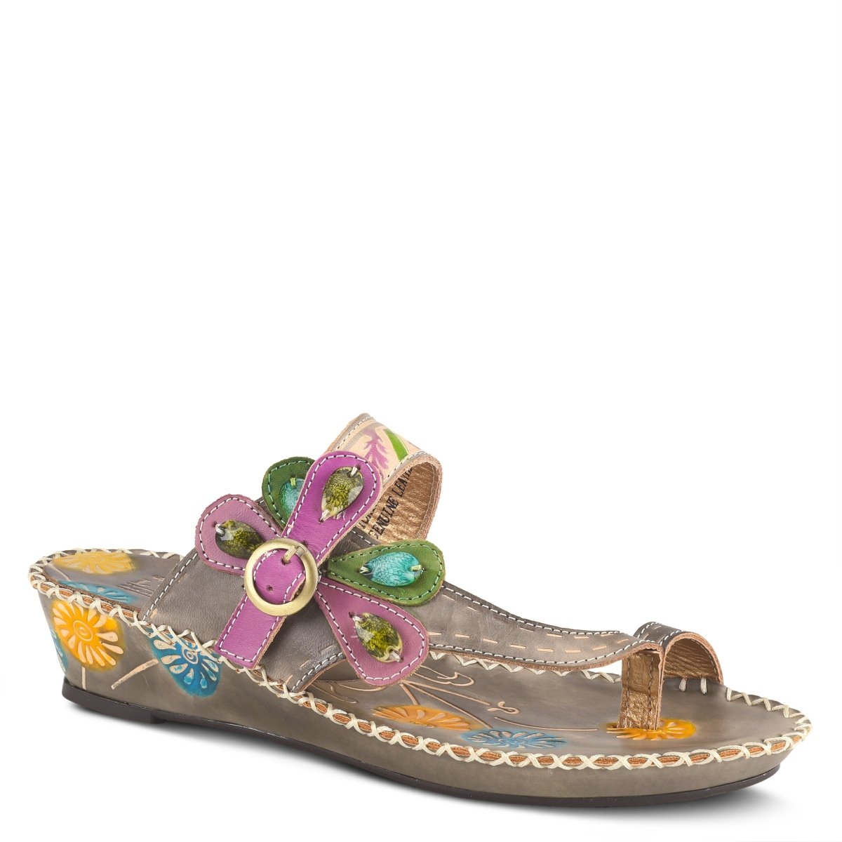 Spring Step ShoeS L'artiste Santorini Slide Sandal Women’s Hand Painted Leather Slide Sandals by Spring Step Shoes – Don't Panic Shoes