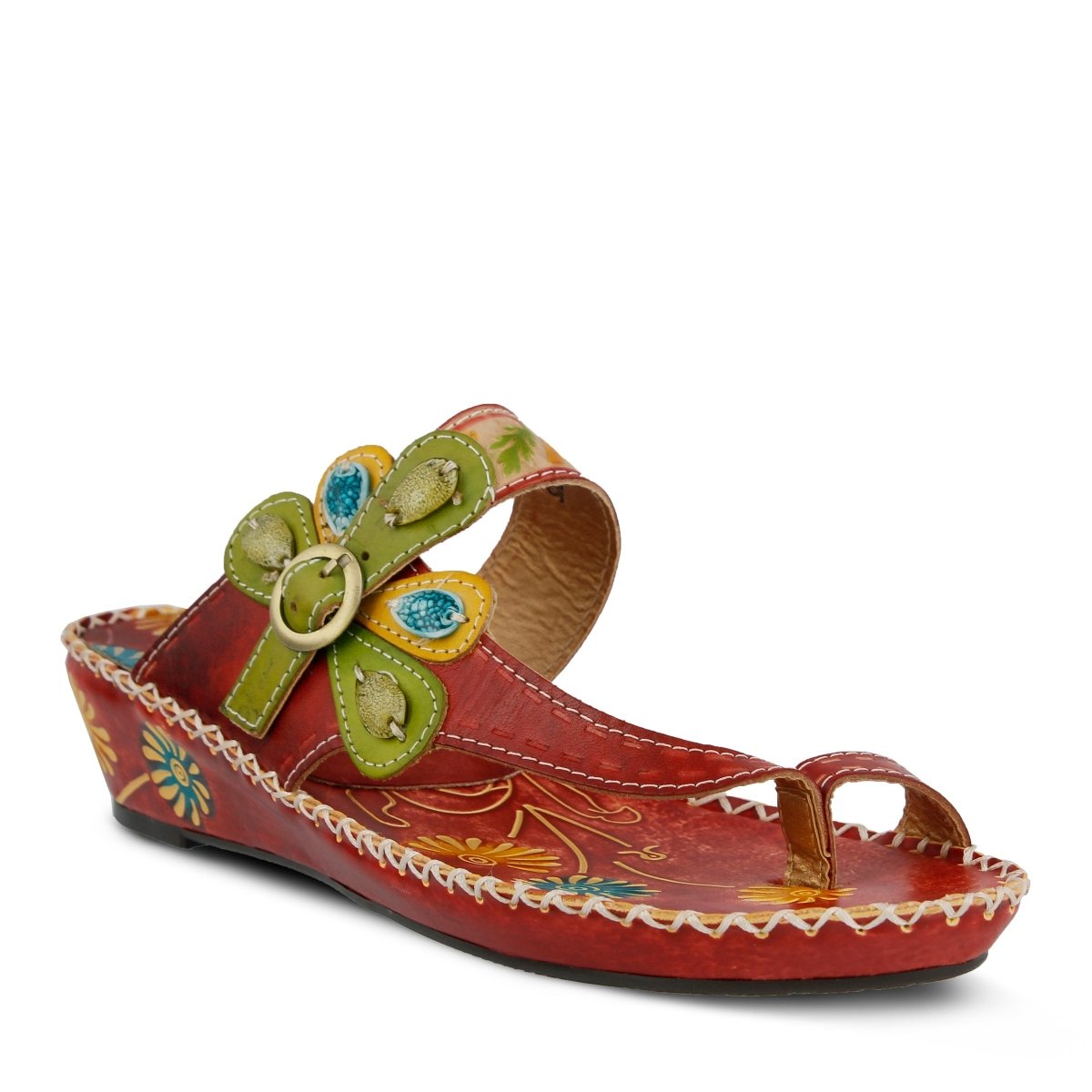 Spring Step ShoeS L'artiste Santorini Slide Sandal Women’s Hand Painted Leather Slide Sandals by Spring Step Shoes – Don't Panic Shoes