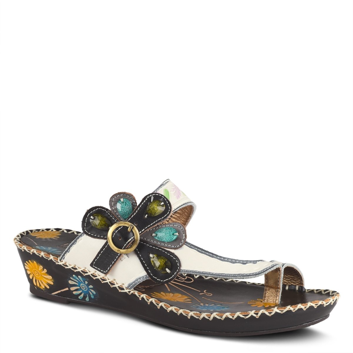 Spring Step ShoeS L'artiste Santorini Slide Sandal Women’s Hand Painted Leather Slide Sandals by Spring Step Shoes – Don't Panic Shoes