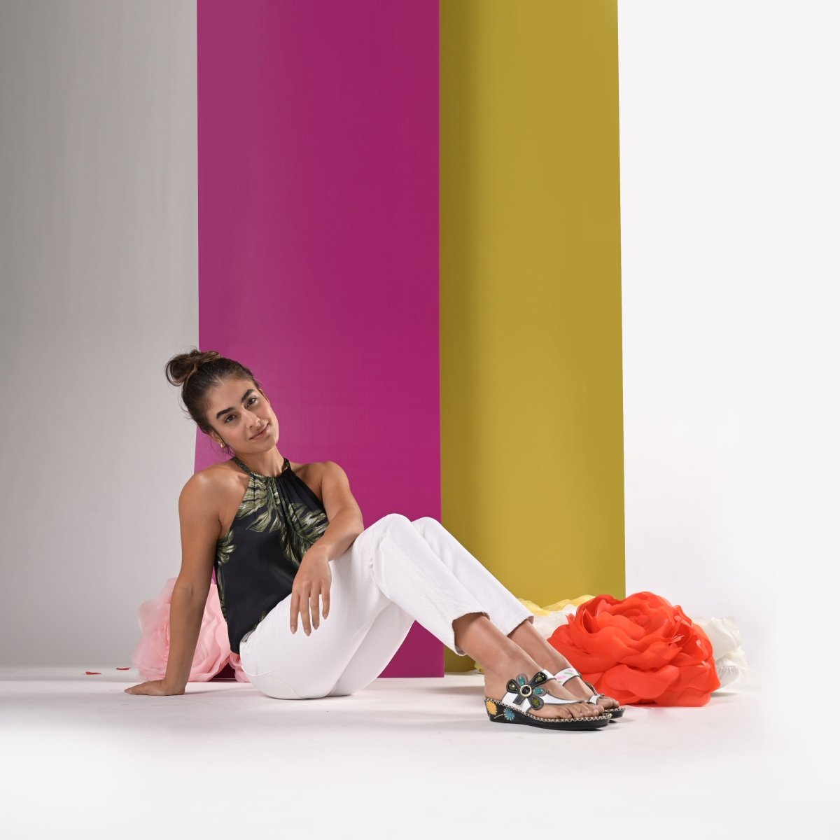 Spring Step ShoeS L'artiste Santorini Slide Sandal Women’s Hand Painted Leather Slide Sandals by Spring Step Shoes – Don't Panic Shoes