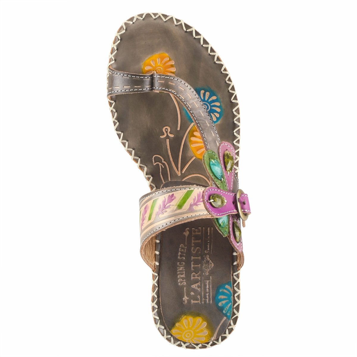 Spring Step ShoeS L'artiste Santorini Slide Sandal Women’s Hand Painted Leather Slide Sandals by Spring Step Shoes – Don't Panic Shoes