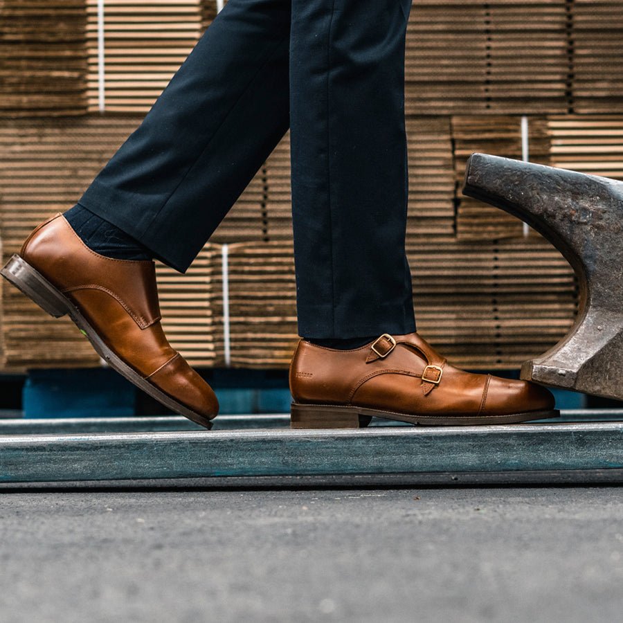 Steel Toe Monk Strap Shoe Dante Amber Executive Safe by Proxon Premium Workwear – Don't Panic Shoes