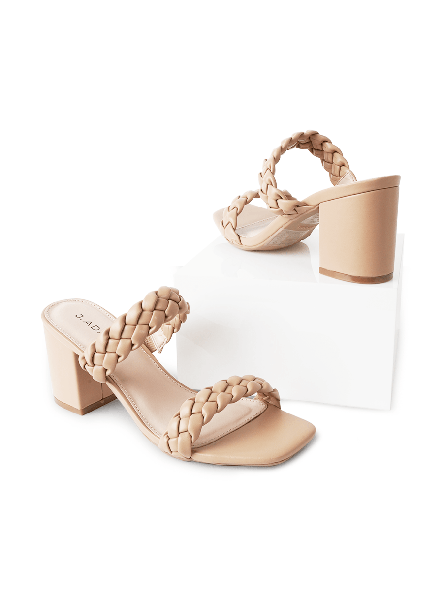 Stormi | Beige - Braid Heels by J.Adams – Don't Panic Shoes