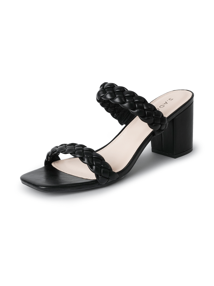 Stormi | Black - Braid Heels by J.Adams – Don't Panic Shoes