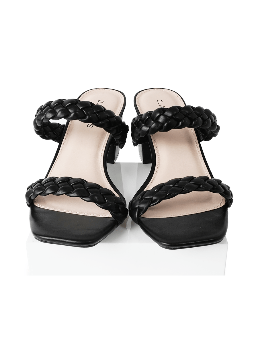 Stormi | Black - Braid Heels by J.Adams – Don't Panic Shoes
