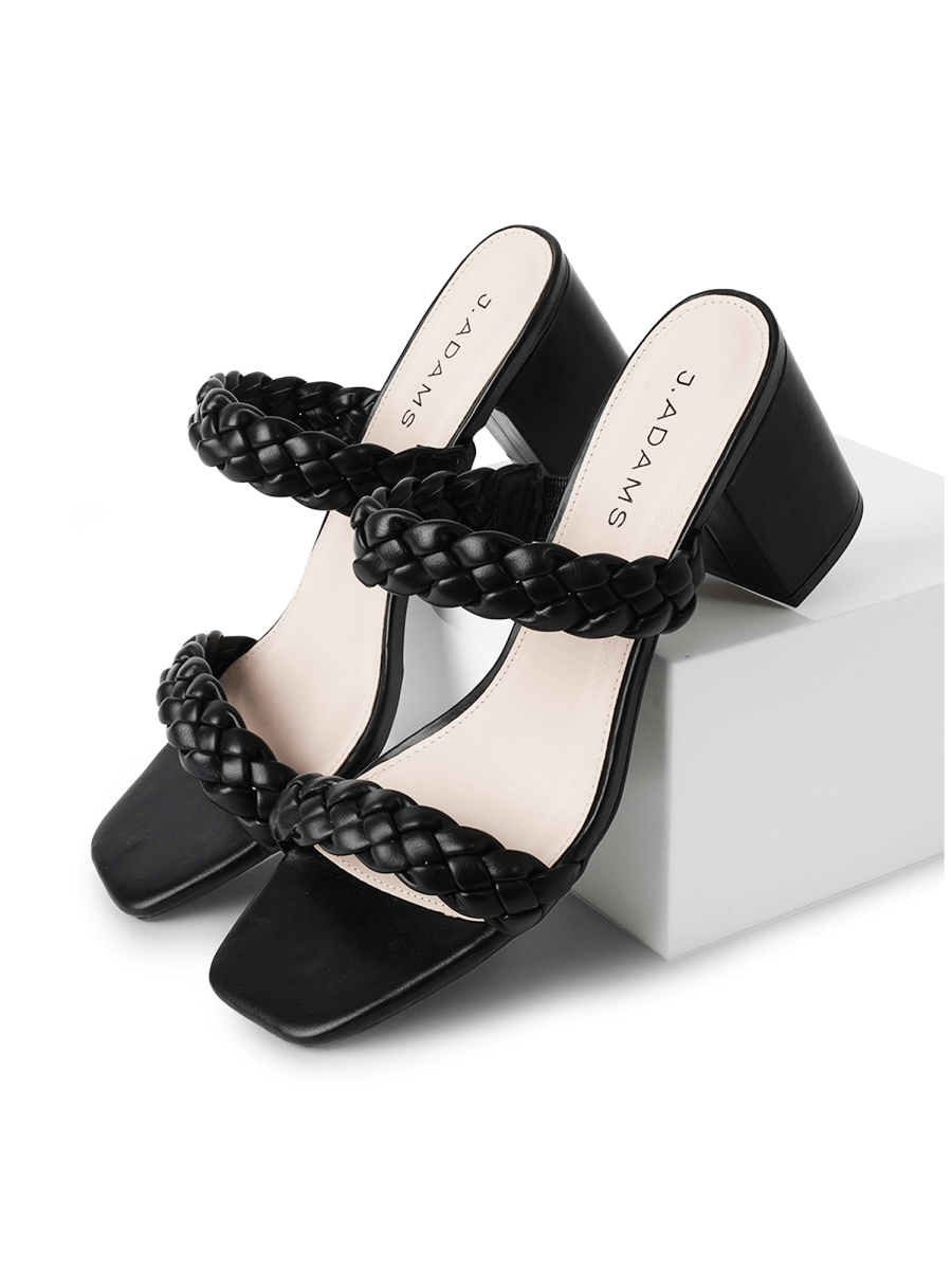 Stormi | Black - Braid Heels by J.Adams – Don't Panic Shoes