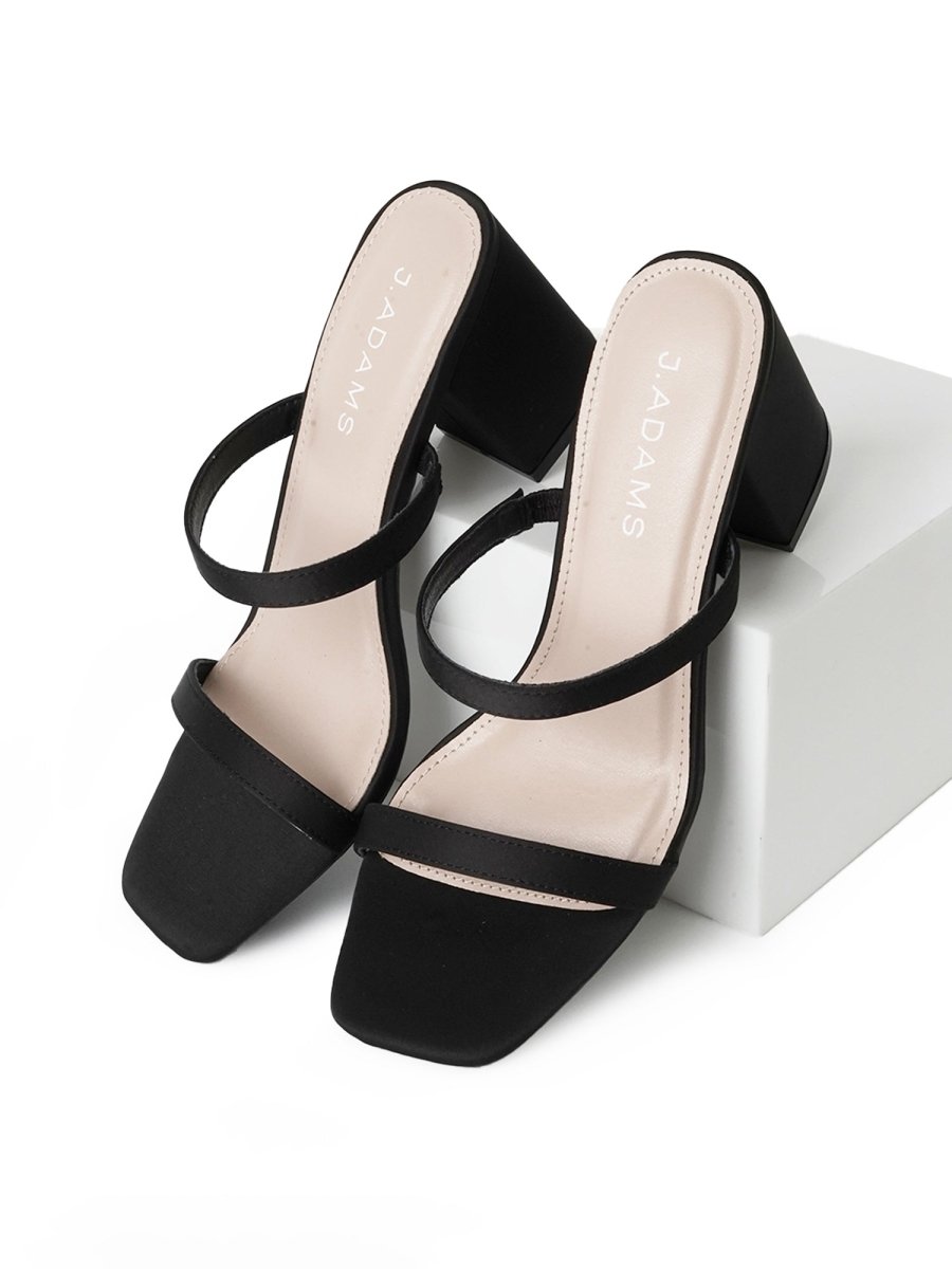 Stormi | Black Satin Heels by J.Adams – Don't Panic Shoes