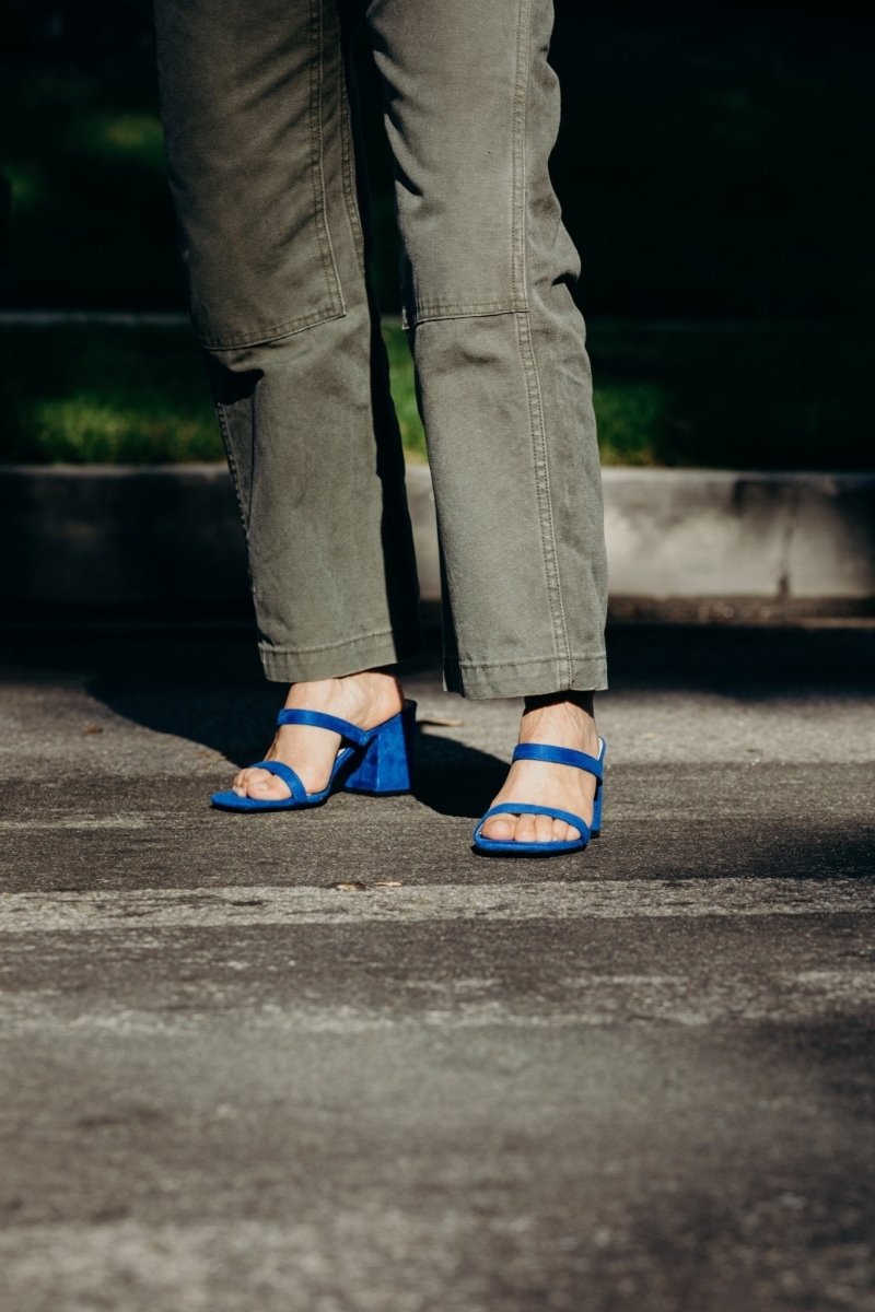 Stormi | Blue Suede Heels by J.Adams – Don't Panic Shoes
