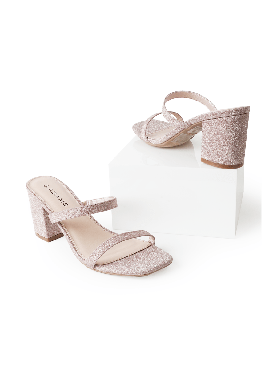 Stormi | Champagne Fine Glitter Heels by J.Adams – Don't Panic Shoes