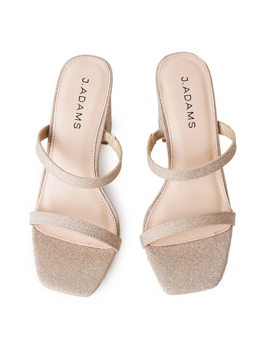 Stormi | Gold Fine Glitter Heels by J.Adams – Don't Panic Shoes