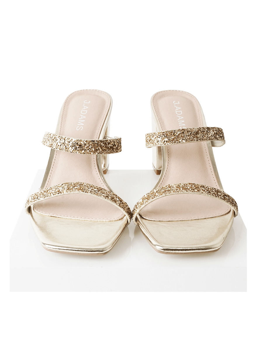 Stormi | Gold Glitter Heels by J.Adams – Don't Panic Shoes