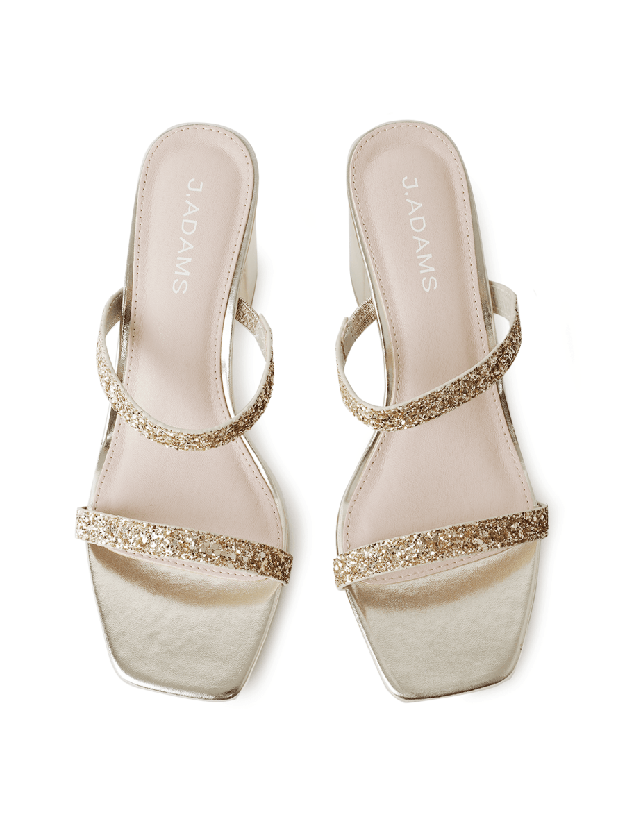Stormi | Gold Glitter Heels by J.Adams – Don't Panic Shoes