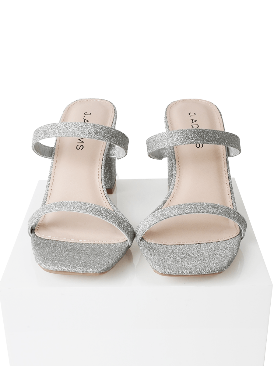 Stormi | Silver Fine Glitter Heels by J.Adams – Don't Panic Shoes