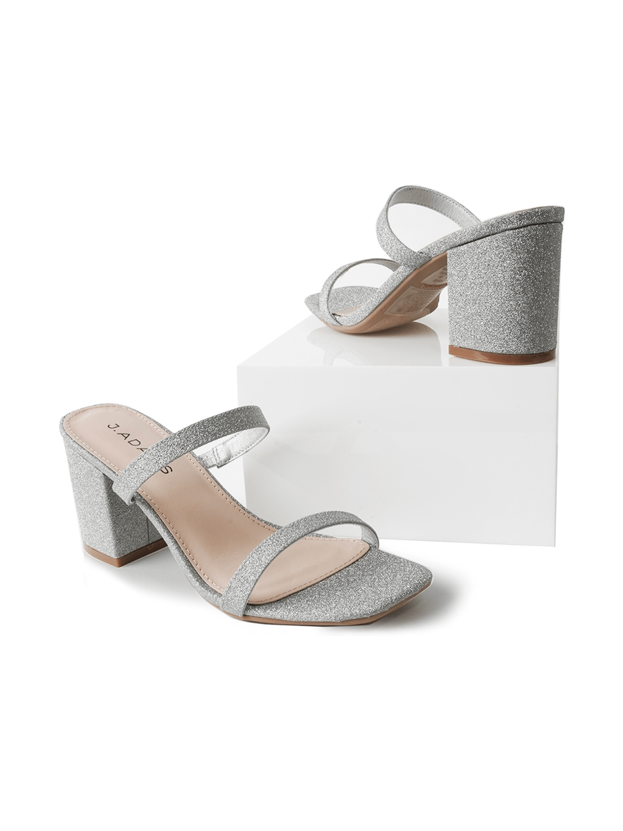 Stormi | Silver Fine Glitter Heels by J.Adams – Don't Panic Shoes