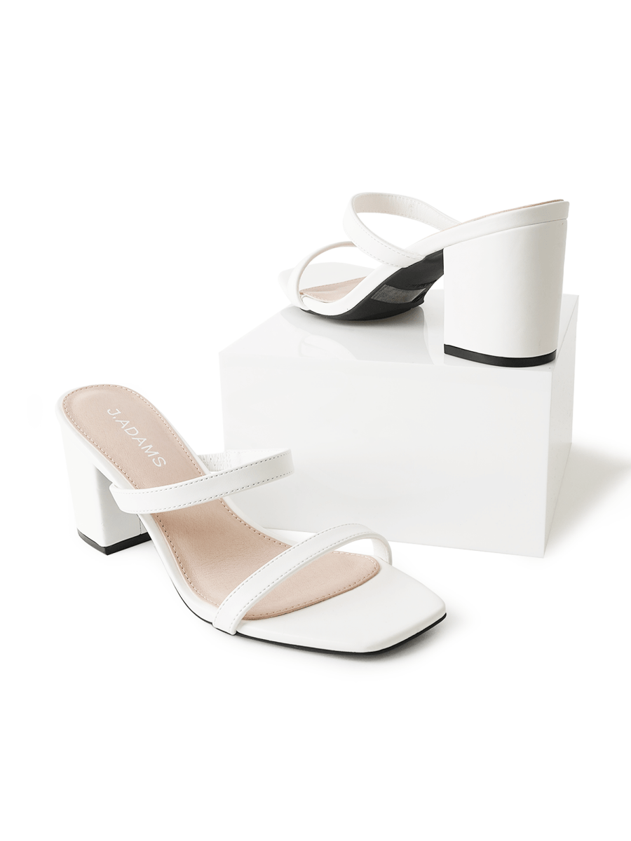 Stormi | White Heels by J.Adams – Don't Panic Shoes